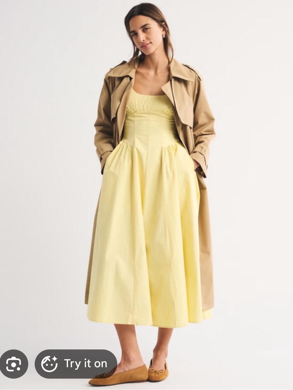 Abercrombie & Fitch Yellow Midi Dress - Bra-Free Dylan - Picture 2 of 5